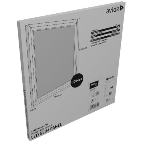 AVIDE Led Panel 600X600Mm 29W Cw 6400K 120Lm/W Ugr+Ip44 Industrial Range
