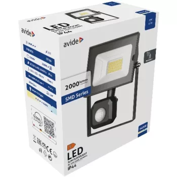   AVIDE Led Reflektor Slim Smd 20W Cw 6400K Mozgásérzékelős Pir