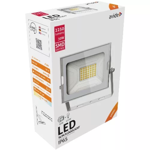AVIDE Led Reflektor Slim Smd 30W Nw 4000K Fehér