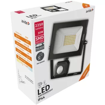   AVIDE Led Reflektor Slim Smd 30W Nw 4000K Mozg.Érz. Pir Gyorscsat.