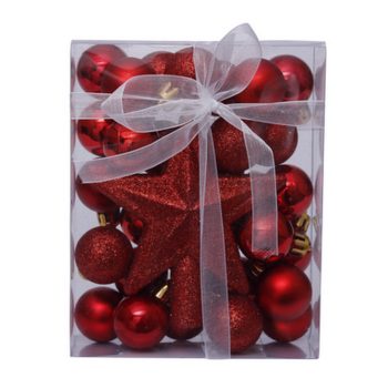   Artezan Karácsonyfadísz Gömb 3cm Teljes Szett Piros + Csúcsdísz 30db/Doboz