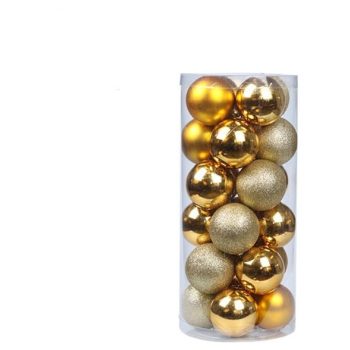 Artezan Karácsonyfadísz Gömb 8cm Cső Arany 24db/doboz