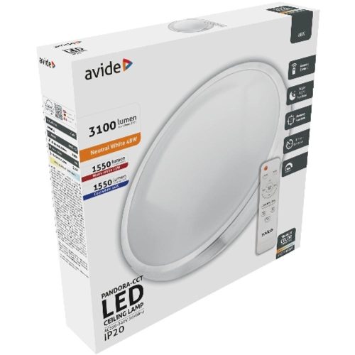 AVIDE Led Mennyezeti Lámpa Pandora-Cct (Alu) 48W (24+24) Távirányítóval