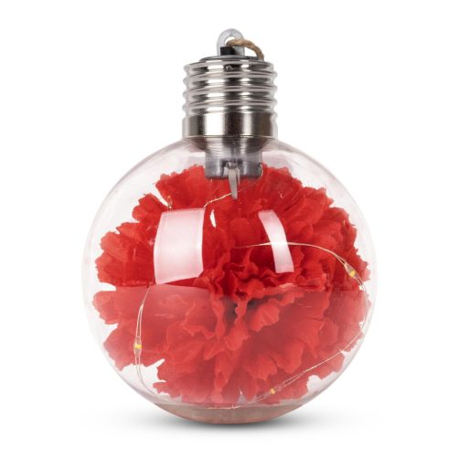Artezan Karácsonyfadísz Mini LED Virág Gömb 8cm Sötétpiros1db/doboz