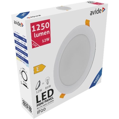 AVIDE Led Beépíthető Kerek Mennyezeti Lámpa Műanyag 12W Cw 6400K