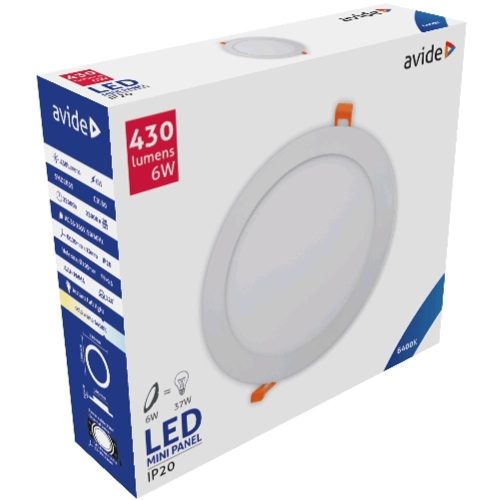 AVIDE Led Beépíthető Kerek Mennyezeti Lámpa Alu 6W Cw 6400K