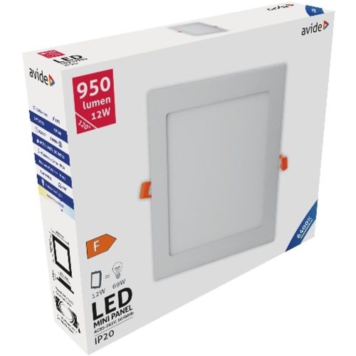 AVIDE Led Beépíthető Négyzetes Mennyezeti Lámpa Alu 12W Cw 6400K