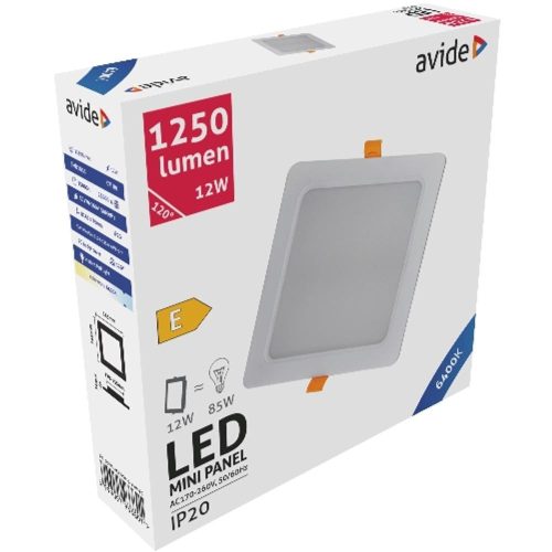 AVIDE Led Beépíthető Négyzetes Mennyezeti Lámpa Műanyag 12W Cw 6400K