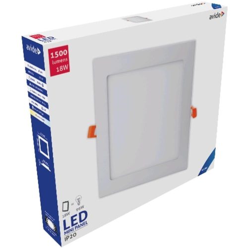 AVIDE Led Beépíthető Négyzetes Mennyezeti Lámpa Alu 18W Cw 6400K