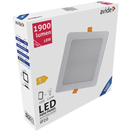 AVIDE Led Beépíthető Négyzetes Mennyezeti Lámpa Műanyag 18W Cw 6400K
