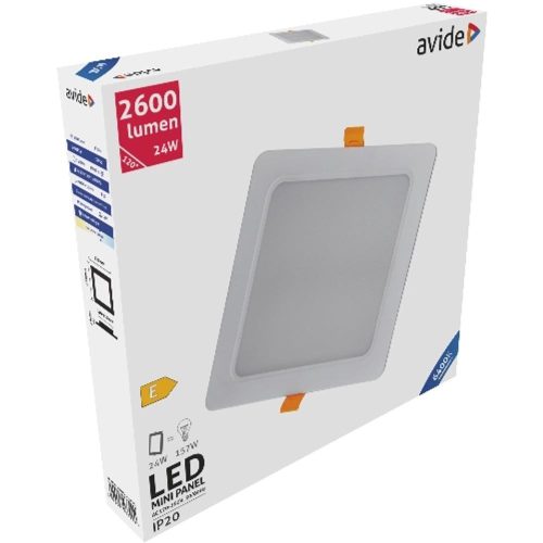 AVIDE Led Beépíthető Négyzetes Mennyezeti Lámpa Műanyag 24W Cw 6400K
