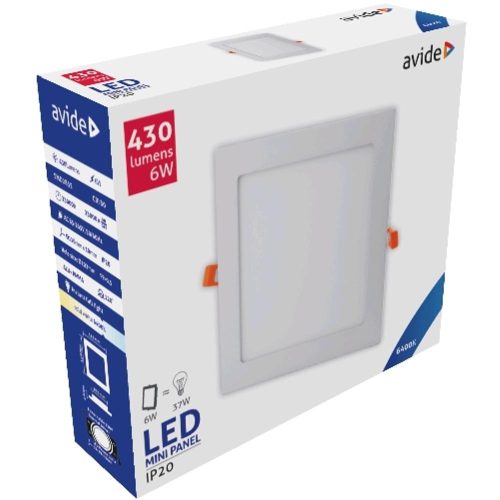 AVIDE Led Beépíthető Négyzetes Mennyezeti Lámpa Alu 6W Cw 6400K