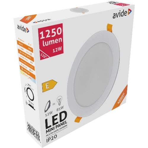 AVIDE Led Beépíthető Kerek Mennyezeti Lámpa Műanyag 12W Nw 4000K