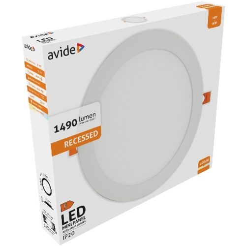 AVIDE Led Beépíthető Kerek Mennyezeti Lámpa Alu 18W Nw 4000K