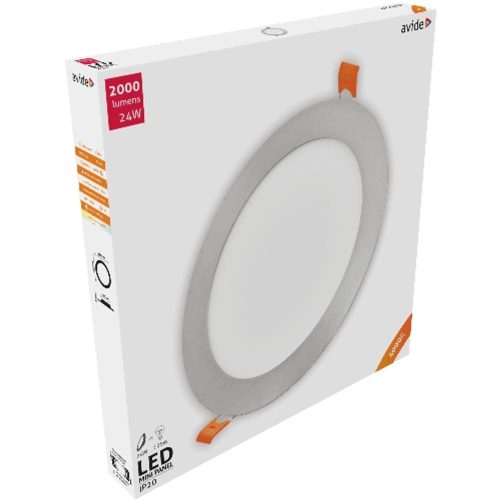 AVIDE Led Beépíthető Kerek Mennyezeti Lámpa Alu Szatén Nikkel 24W Nw 4000K