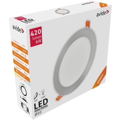AVIDE Led Beépíthető Kerek Mennyezeti Lámpa Alu Szatén Nikkel 6W Nw 4000K
