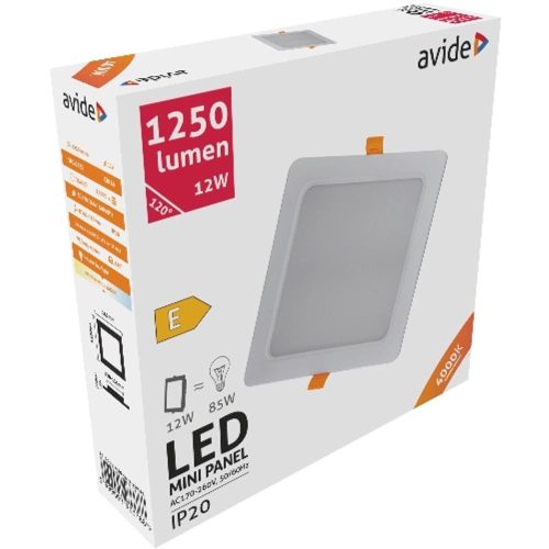 AVIDE Led Beépíthető Négyzetes Mennyezeti Lámpa Műanyag 12W Nw 4000K