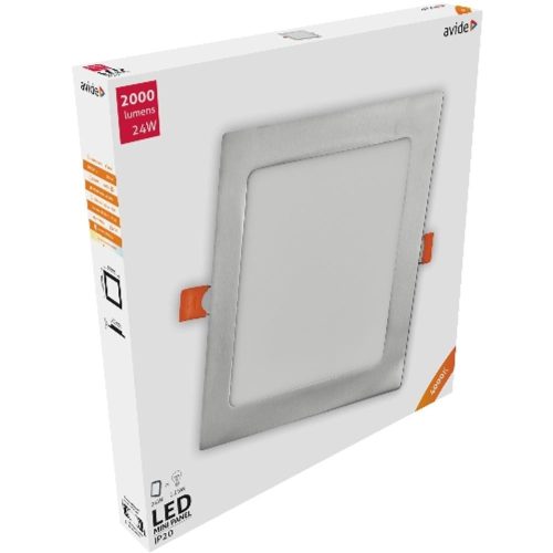 AVIDE Led Beépíthető Négyzetes Mennyezeti Lámpa Alu Szatén Nikkel 24W Nw 4000K