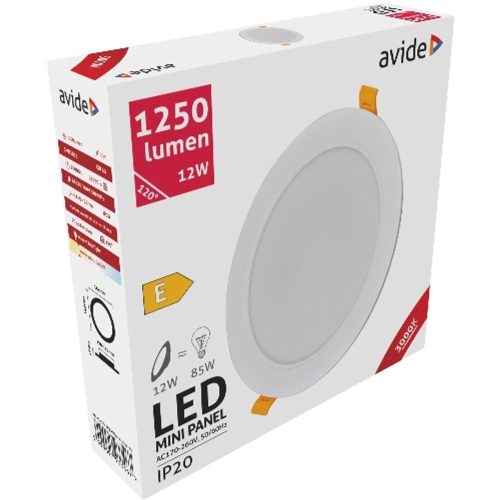 AVIDE Led Beépíthető Kerek Mennyezeti Lámpa Műanyag 12W Ww 3000K