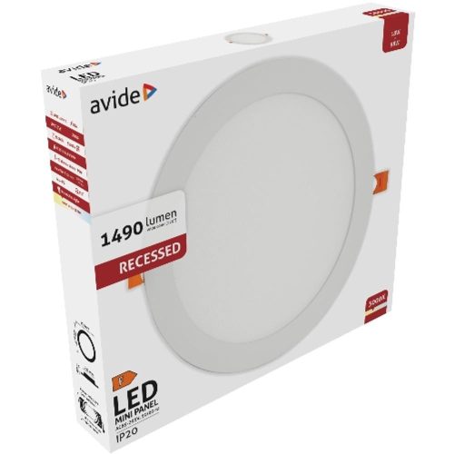AVIDE Led Beépíthető Kerek Mennyezeti Lámpa Alu 18W Ww 3000K