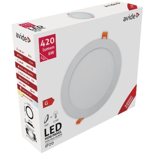 AVIDE Led Beépíthető Kerek Mennyezeti Lámpa Alu 6W Ww 3000K