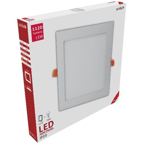 AVIDE Led Beépíthető Négyzetes Mennyezeti Lámpa Alu 15W Ww 3000K