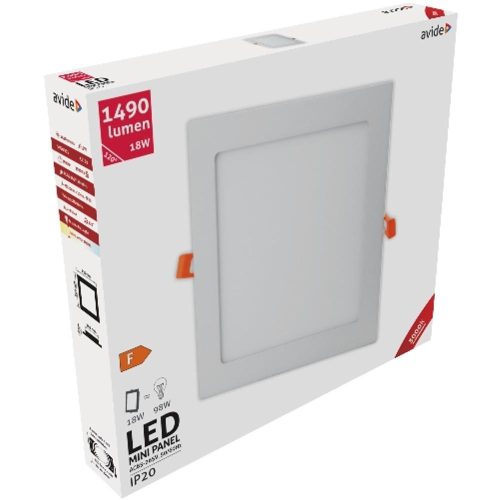 AVIDE Led Beépíthető Négyzetes Mennyezeti Lámpa Alu 18W Ww 3000K