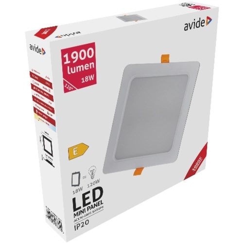 AVIDE Led Beépíthető Négyzetes Mennyezeti Lámpa Műanyag 18W Ww 3000K