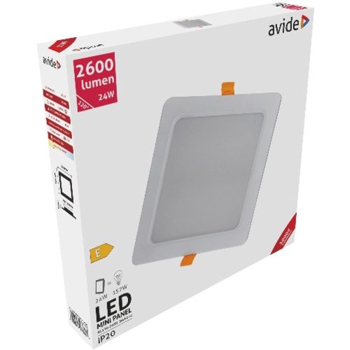 AVIDE Led Beépíthető Négyzetes Mennyezeti Lámpa Műanyag 24W Ww 3000K