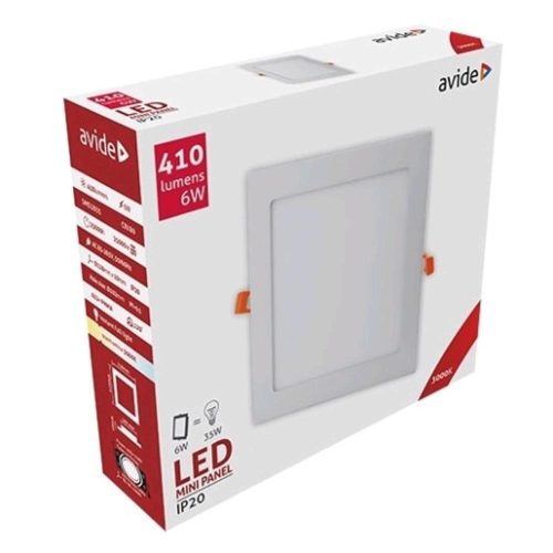 AVIDE Led Beépíthető Négyzetes Mennyezeti Lámpa Alu 6W Ww 3000K
