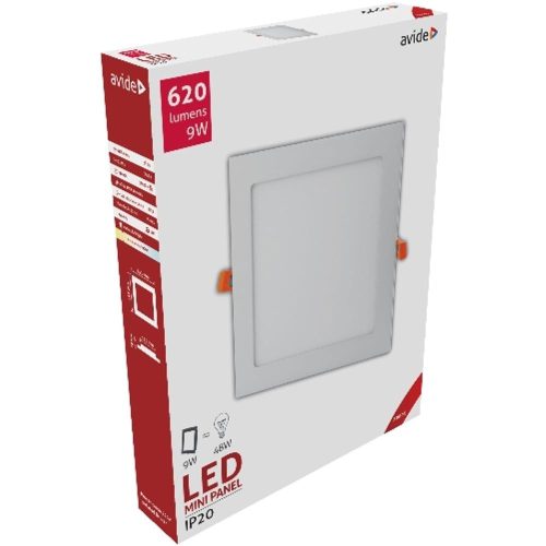 AVIDE Led Beépíthető Négyzetes Mennyezeti Lámpa Alu 9W Ww 3000K