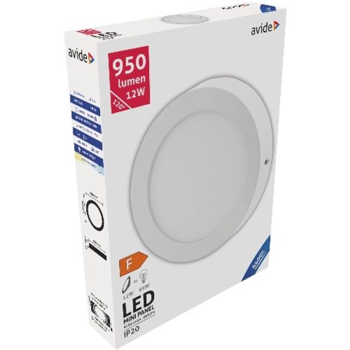 AVIDE Led Falra Szerelhető Kerek Mennyezeti Lámpa Alu 12W Cw 6400K