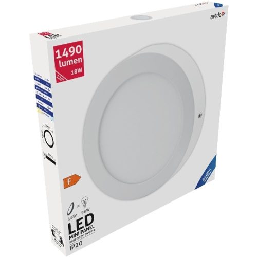 AVIDE Led Falra Szerelhető Kerek Mennyezeti Lámpa Alu 18W Cw 6400K