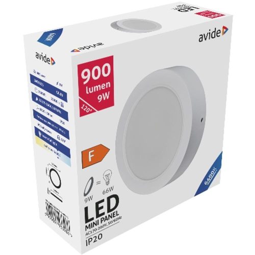 AVIDE Led Falra Szerelhető Kerek Mennyezeti Lámpa Műanyag 9W Cw 6400K
