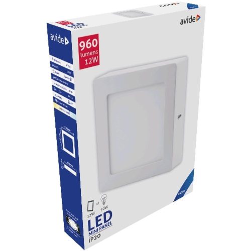 AVIDE Led Falra Szerelhető Négyzetes Mennyezeti Lámpa Alu 12W Cw 6400K
