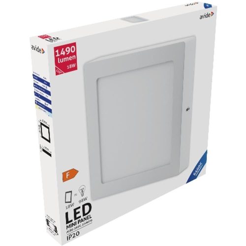 AVIDE Led Falra Szerelhető Négyzetes Mennyezeti Lámpa Alu 18W Cw 6400K