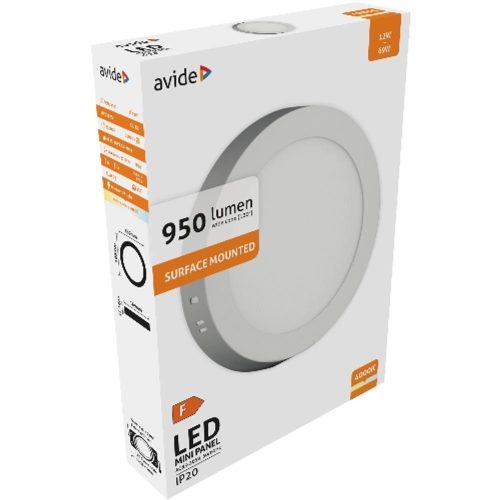 AVIDE Led Falra Szerelhető Kerek Mennyezeti Lámpa Alu 12W Nw 4000K