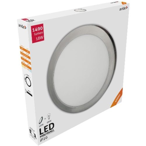 AVIDE Led Falra Szerelhető Kerek Mennyezeti Lámpa Alu Szatén Nikkel 18W Nw 4000K