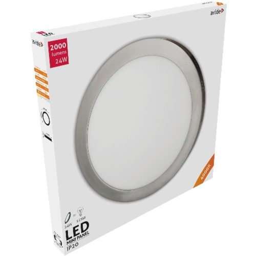 AVIDE Led Falra Szerelhető Kerek Mennyezeti Lámpa Alu Szatén Nikkel 24W Nw 4000K