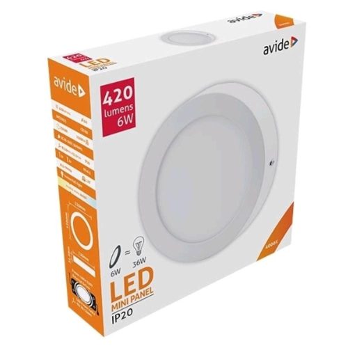 AVIDE Led Falra Szerelhető Kerek Mennyezeti Lámpa Alu 6W Nw 4000K
