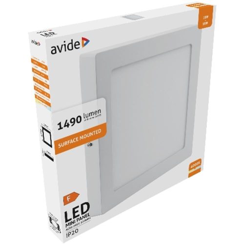 AVIDE Led Falra Szerelhető Négyzetes Mennyezeti Lámpa Alu 18W Nw 4000K