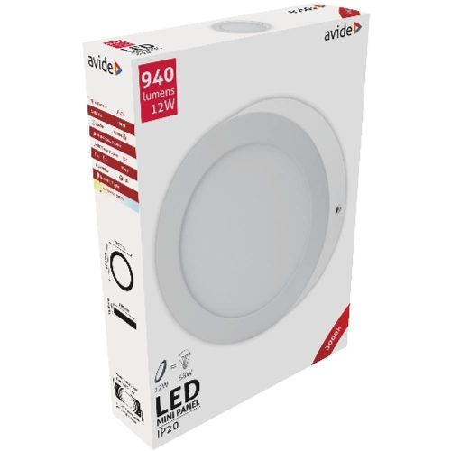 AVIDE Led Falra Szerelhető Kerek Mennyezeti Lámpa Alu 12W Ww 3000K