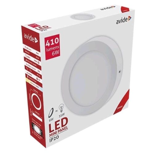 AVIDE Led Falra Szerelhető Kerek Mennyezeti Lámpa Alu 6W Ww 3000K