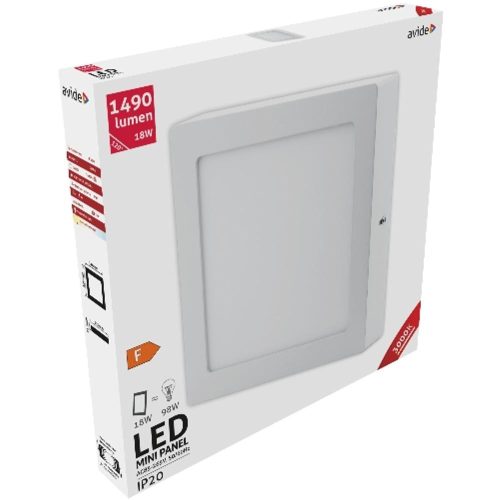 AVIDE Led Falra Szerelhető Négyzetes Mennyezeti Lámpa Alu 18W Ww 3000K