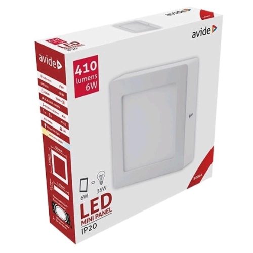 AVIDE Led Falra Szerelhető Négyzetes Mennyezeti Lámpa Alu 6W Ww 3000K