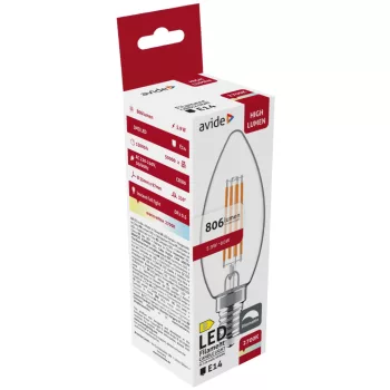   Avide LED Filament gyertya 5.9W E14 meleg fehér 2700K Fényerőszabályozható