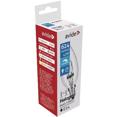 AVIDE Halogén Candle 42W E14 2000H
