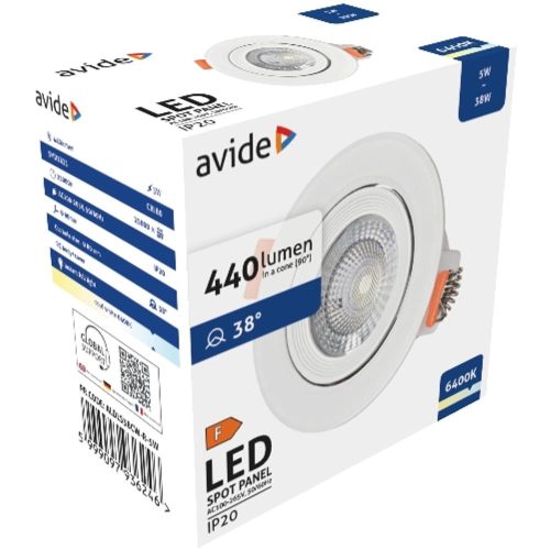 AVIDE Led Beépíthető Spot 38° Kerek 5W Cw 6400K