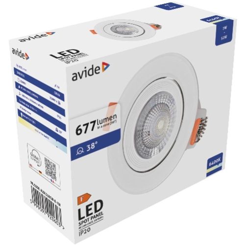 AVIDE Led Beépíthető Spot 38° Kerek 7W Cw 6400K