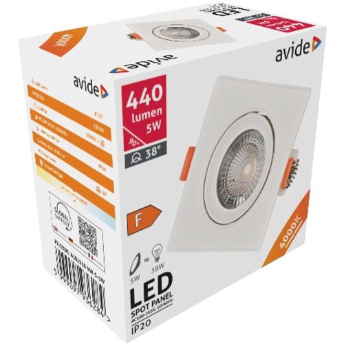 AVIDE Led Beépíthető Spot 38° Négyzetes 5W Nw 4000K